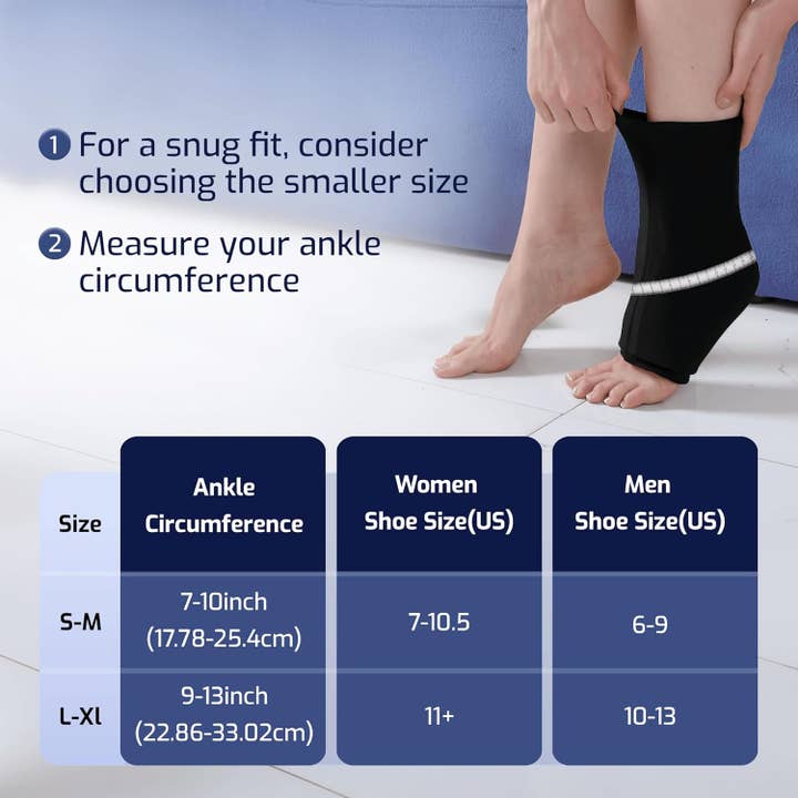 AllSett Health - Wholesale Hot/Cold Compress - Ankle Ice Pack Wrap for Swelling - Hot/Cold Therapy Ankle Ice Wrap for Foot Pain Relief, Heel Pain Relief, Plantar Fasciitis, Achilles Tendonitis Relief, Sprained Ankle Compression, Small/Medium