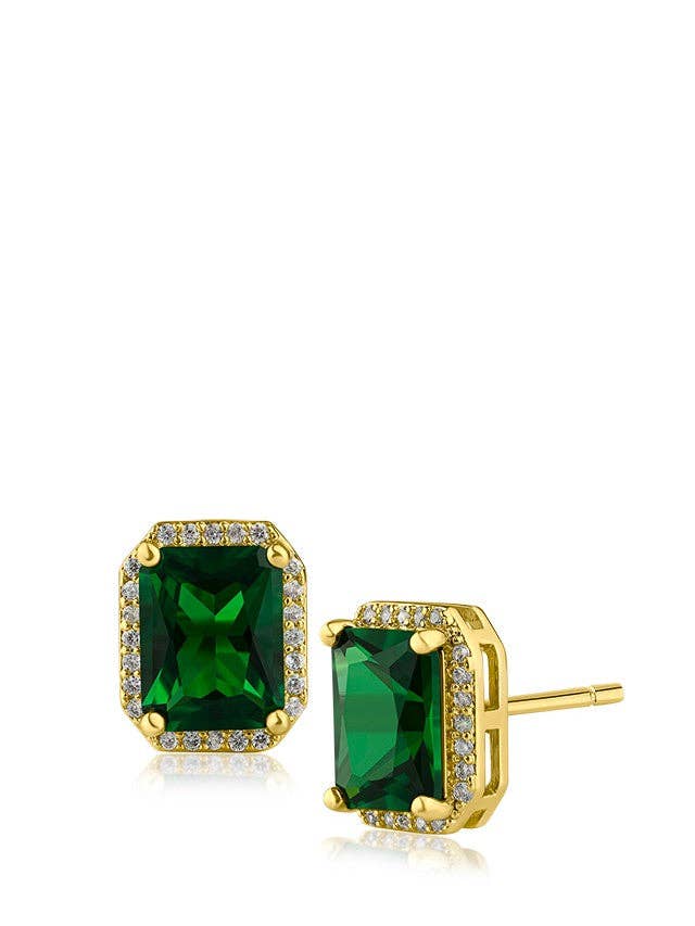 Emerald with Halo Studs for wholesale by CZ by Kenneth Jay Lane