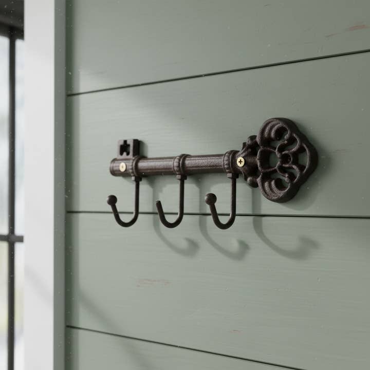 Iron & Blossom – Gancho de parede por atacado – Cabideiro de Chaves em Ferro Fundido de Estilo Antigo, Organizador de Parede Vintage
