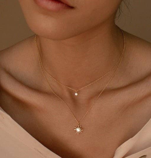 OR COLLIER SUPERPOSÉ EN ACIER INOXYDABLE 18K SANS TERNISSURE | 40NK9538 en vente sur Faire0