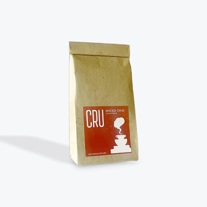 Kryddad Chai-drickschoklad (13oz påse) för wholesale av Cru Chocolate