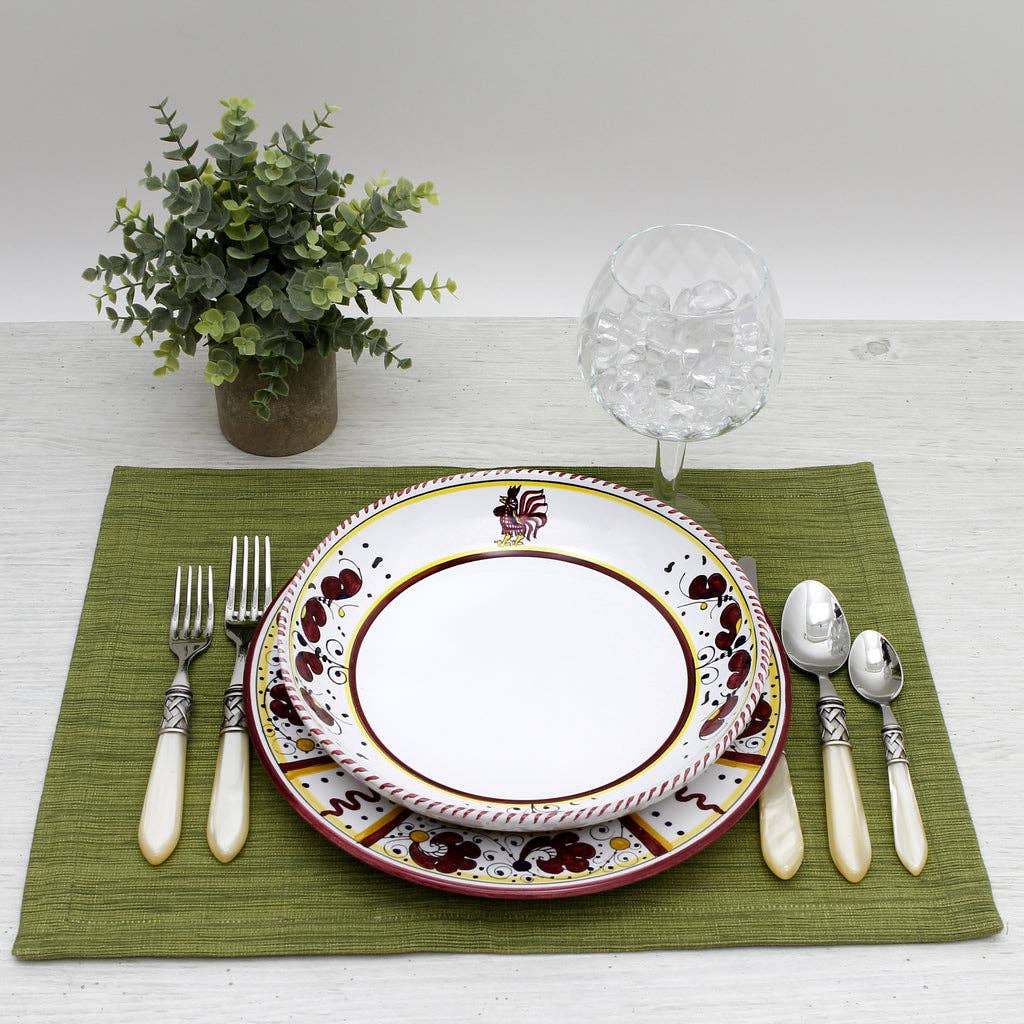 Artistica - Deruta of Italy - Wholesale Bowl - ORVIETO RED ROOSTER: Risotto/Pasta/Cioppino round shallow coupe bowl4