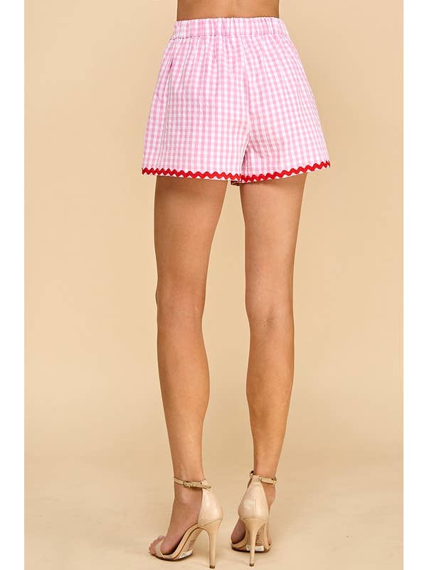 TCEC - Wholesale Shorts - Women's - CP10086-Gingham Shorts with Ricrac Trim3