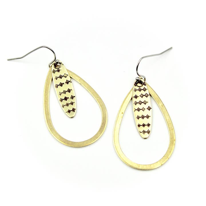 Stamped Teardrop Earrings for wholesale by Carruthers Jewelry