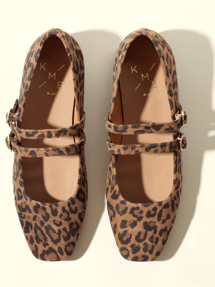 KMB Shoes – Großhandel Flache Schuhe – Damen – CANDY LEOPARD - Doppelriemen Mary Jane Ballettschuhe0