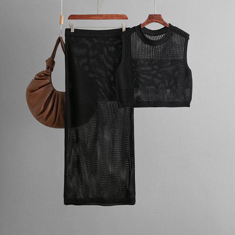Marayn - Wholesale Top & Skirt Set - Women's - Chic Knitted Tank  Skirt Set Summer Ready11
