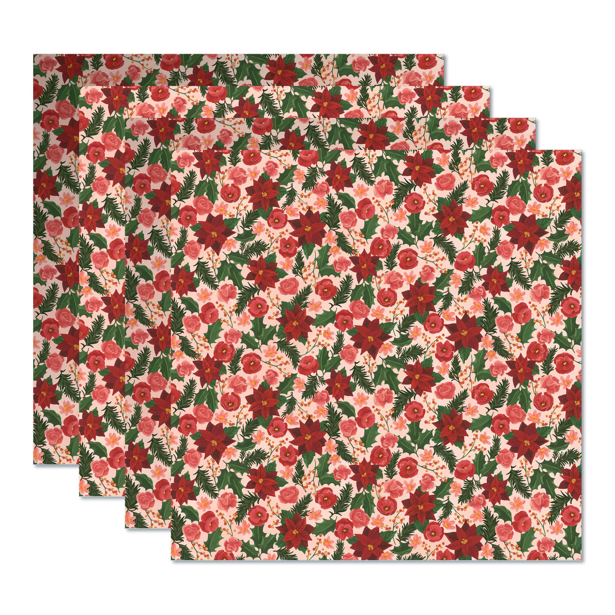 1canoe2 | One Canoe Two Paper Co. - Wholesale Dinner & Cloth Napkin - Yuletide Blooms Christmas Cotton Cloth Table Napkins Set4