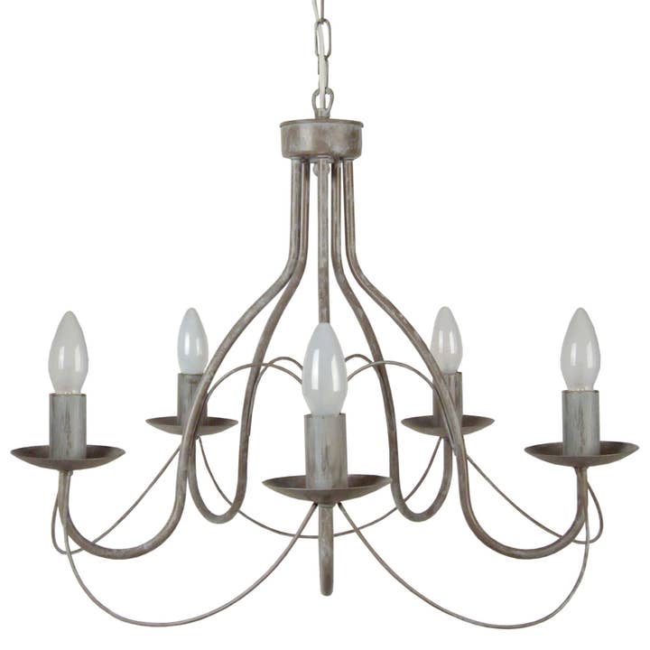 PROVENÇALE - Candeeiro Multi Braços Taupe Metal Branco por atacado de Tosel Shop
