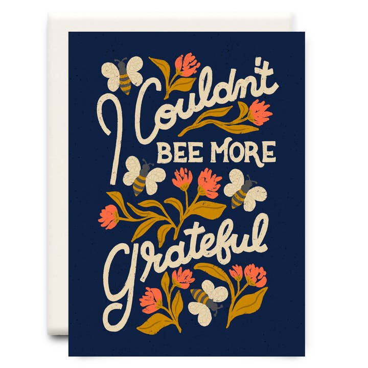 Inkwell Cards - Wholesale Thank You Card - I Couldn't Bee More Grateful Navy | Thank You Greeting Card