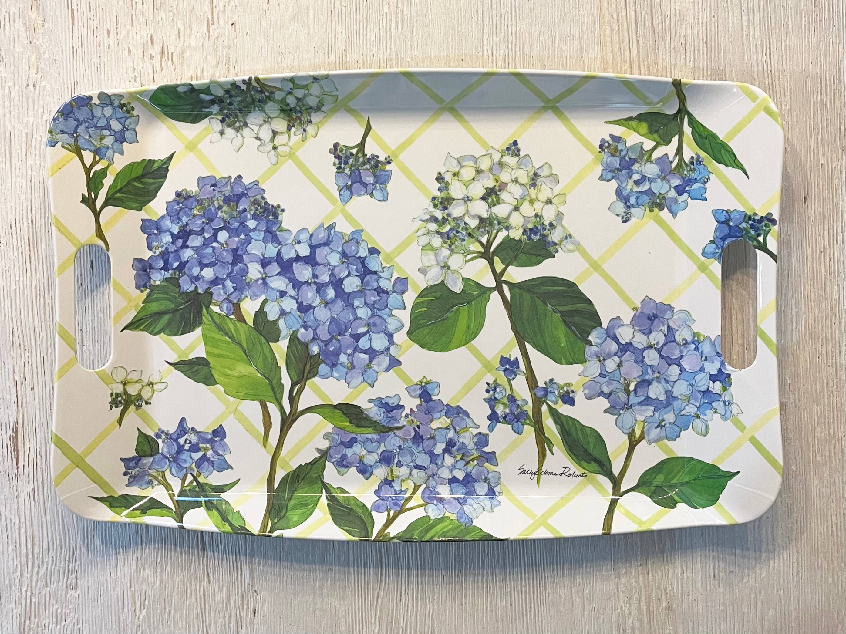 Bamboo Table - Wholesale Serving Tray - Hydrangea Lattice Floral Bamboo Serving Tray / Hostess Gift5