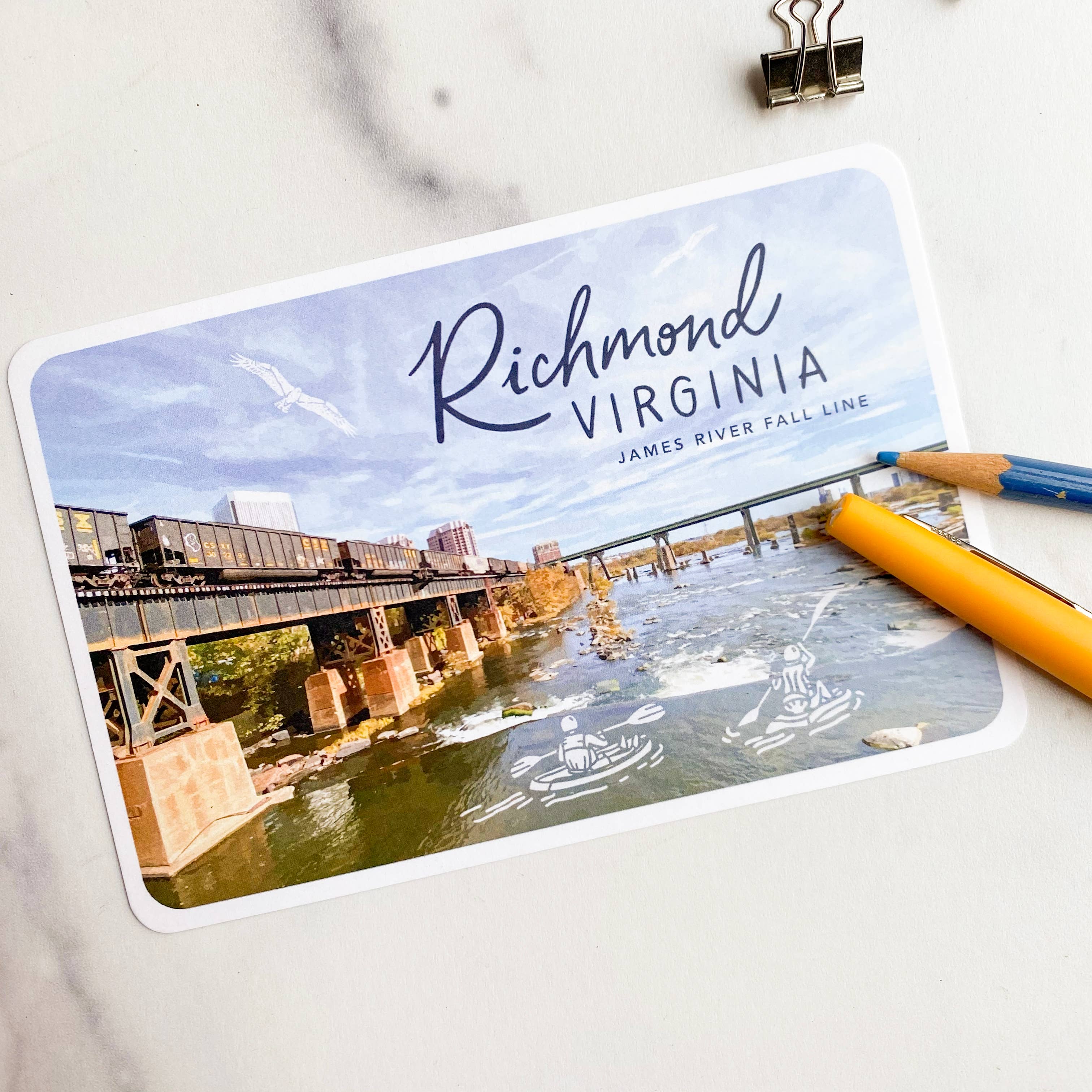 Billie Claire Illustration (Handmade) - Wholesale Postcard - Postcard - Richmond, Virginia - The James River Fall Line1