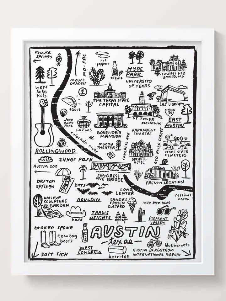 Austin Map Print for wholesale by People I've Loved