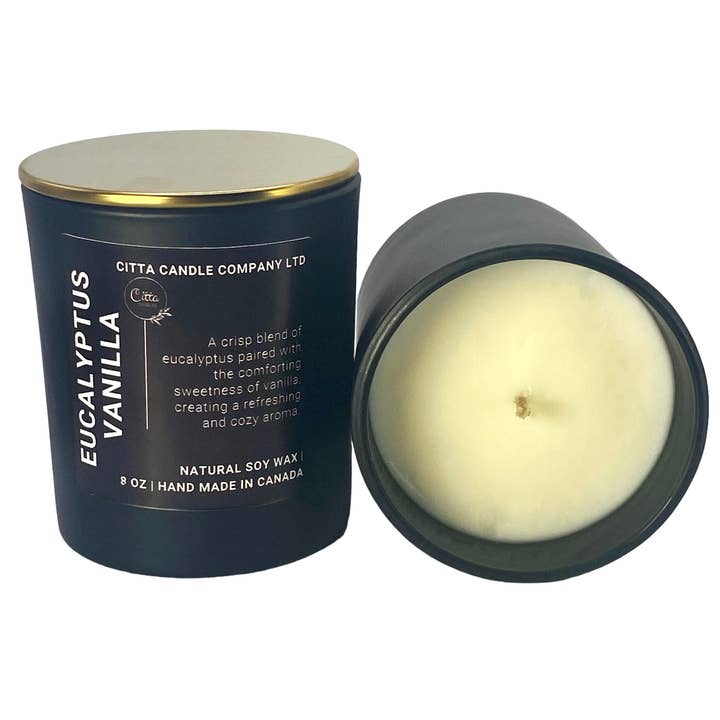 Eucalyptus Vanilla Soy Wax Luxury Candle - Vegan, Gift Idea for wholesale by Citta Candle Company Ltd.