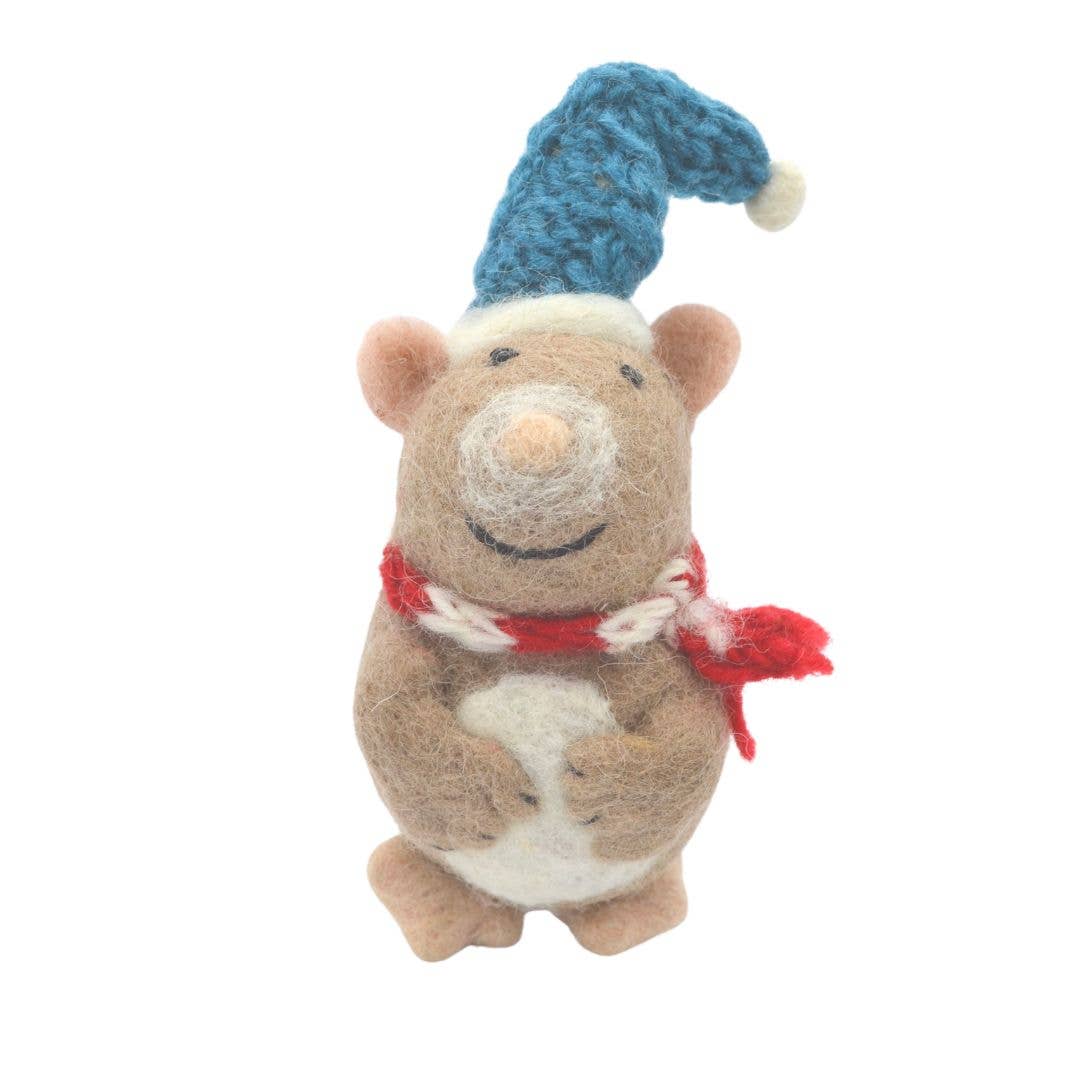 Didi Bahini Fair Trade - Wholesale Ornament - Snuggly Mouse Felt Ornament1