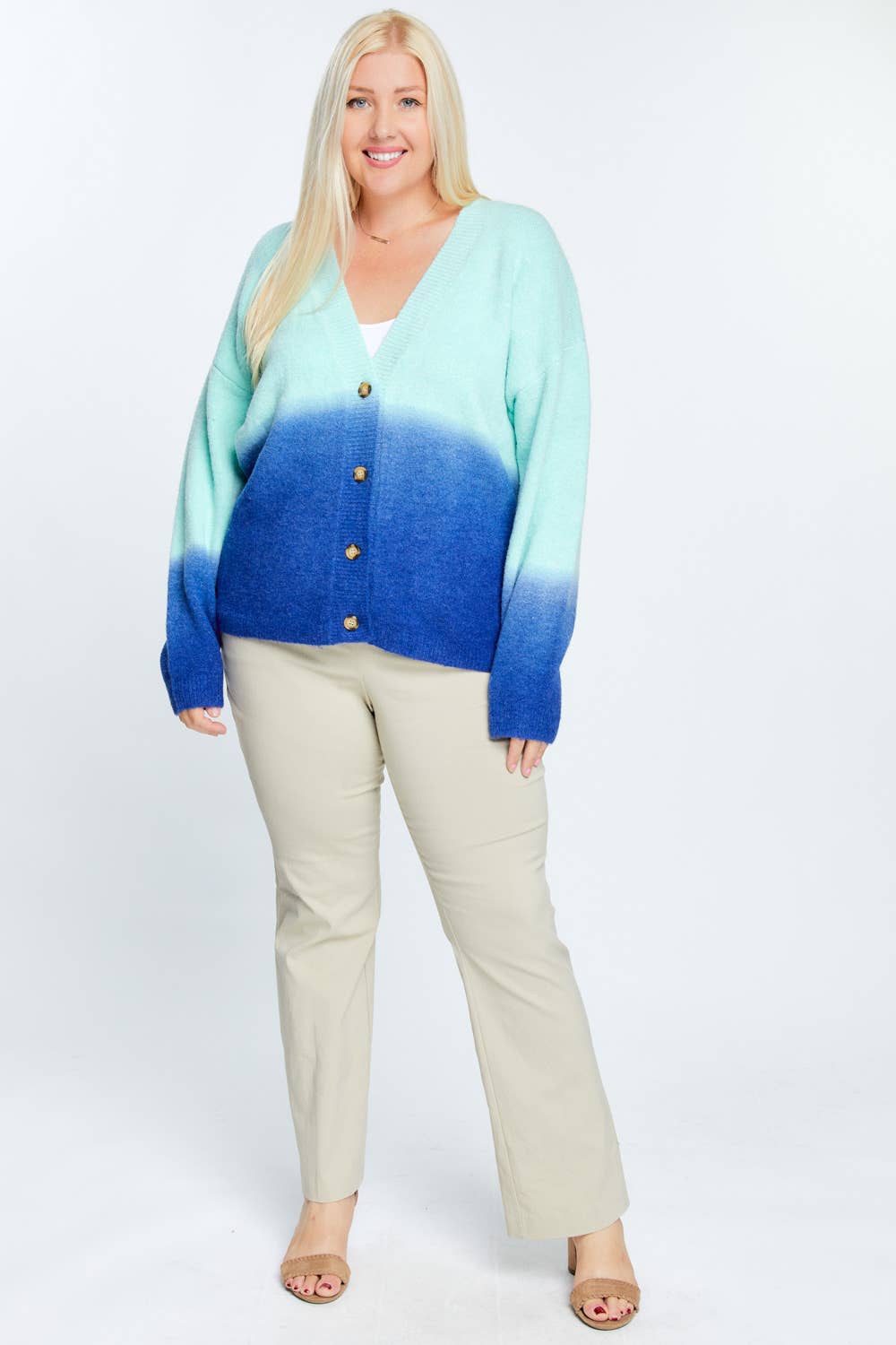 Davi & Dani - Wholesale Cardigan - Women's - OVERSIZE BUTTON DOWN CROPPED DYED SWEATER CARDIGAN4