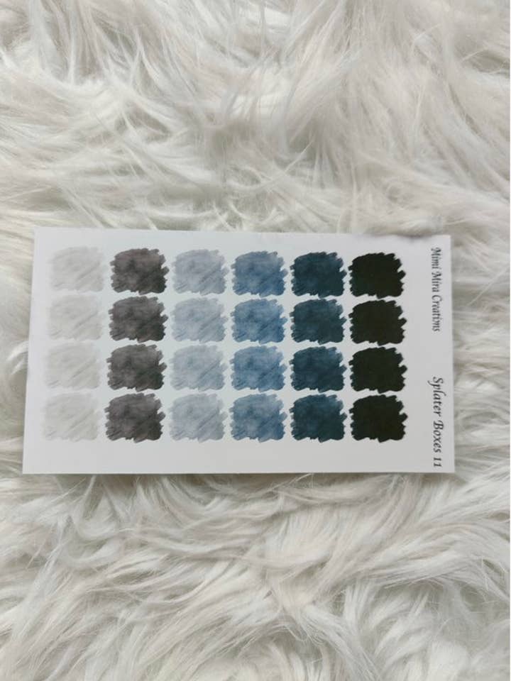 Funktionelle planner klistermærker Splatter kasser 11 for engroshandel hos Mimi Mira Creations