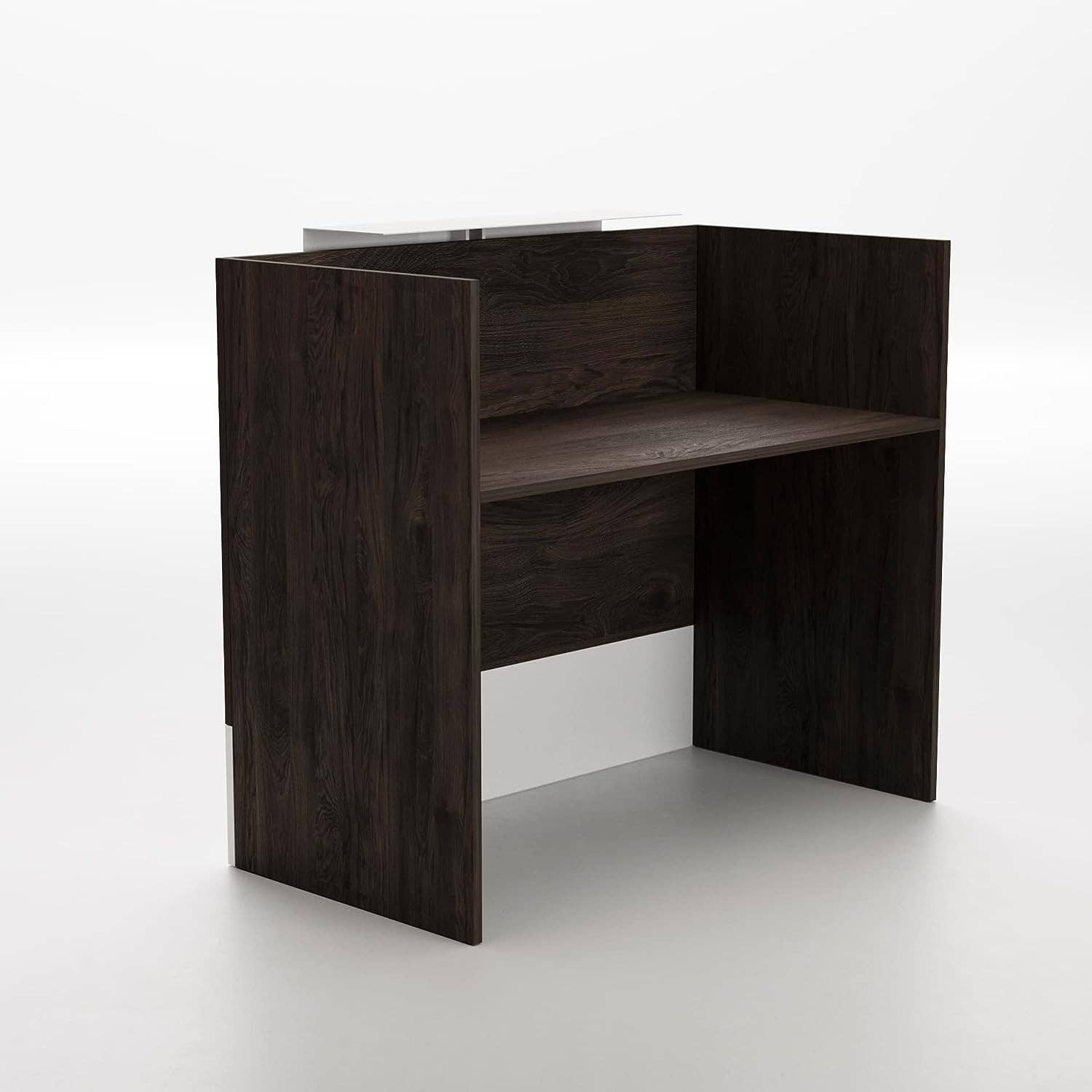 MEDEL OFFICE – material de secretária por atacado – Mesa para Recepção e Atendimento Comercial - Marrom e Branco2