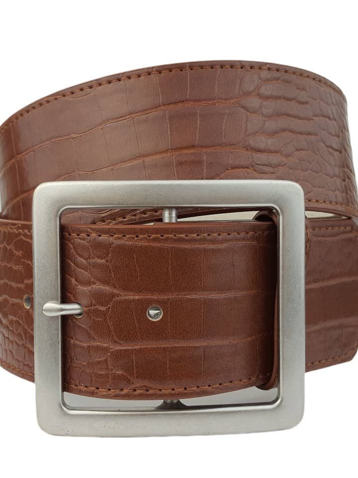 Cinto com estampa jacaré de largura larga por atacado de Axesoria West