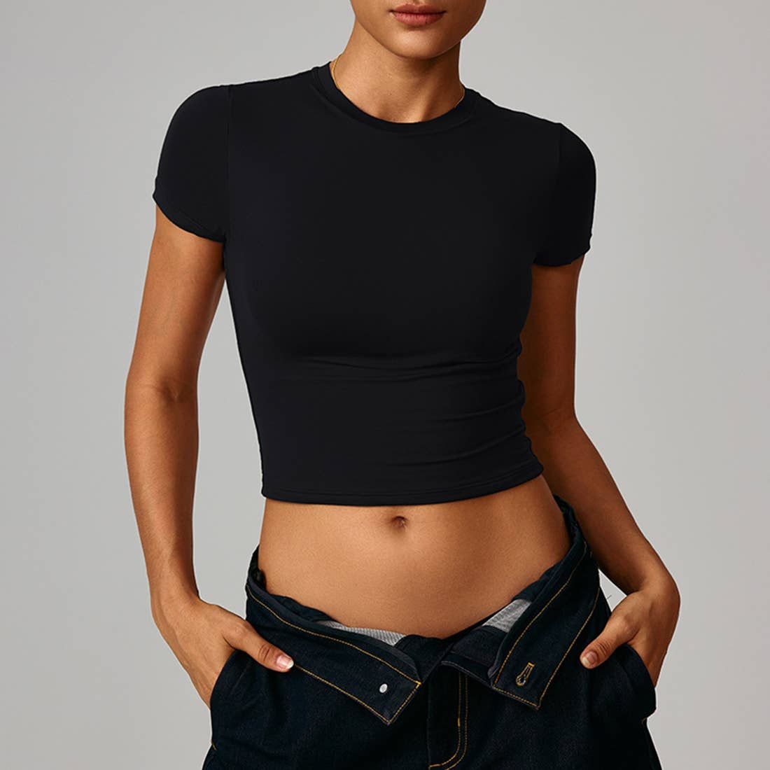 Sodalemon - Wholesale Athletic Top - Women's - Women Slim-Fit Quick-Dry Round-Neck Yoga T-Shirt3