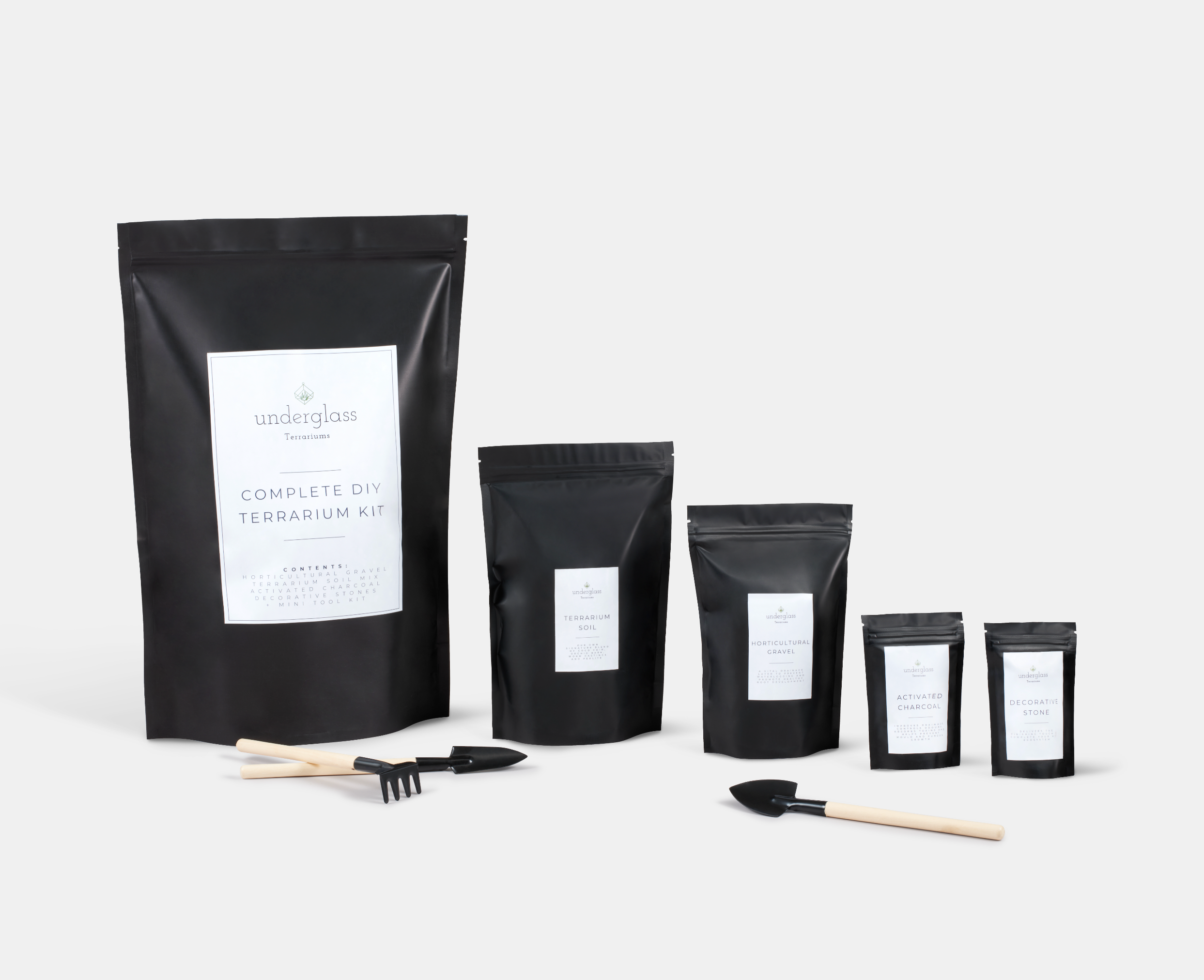 Underglass Terrariums – Terrário por atacado – Kit Completo de Substrato para Terrário1