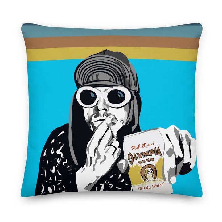 Coussin de salon One More de Kurt Cobain pour la vente par Uptripping (Shannon Foley Henn)