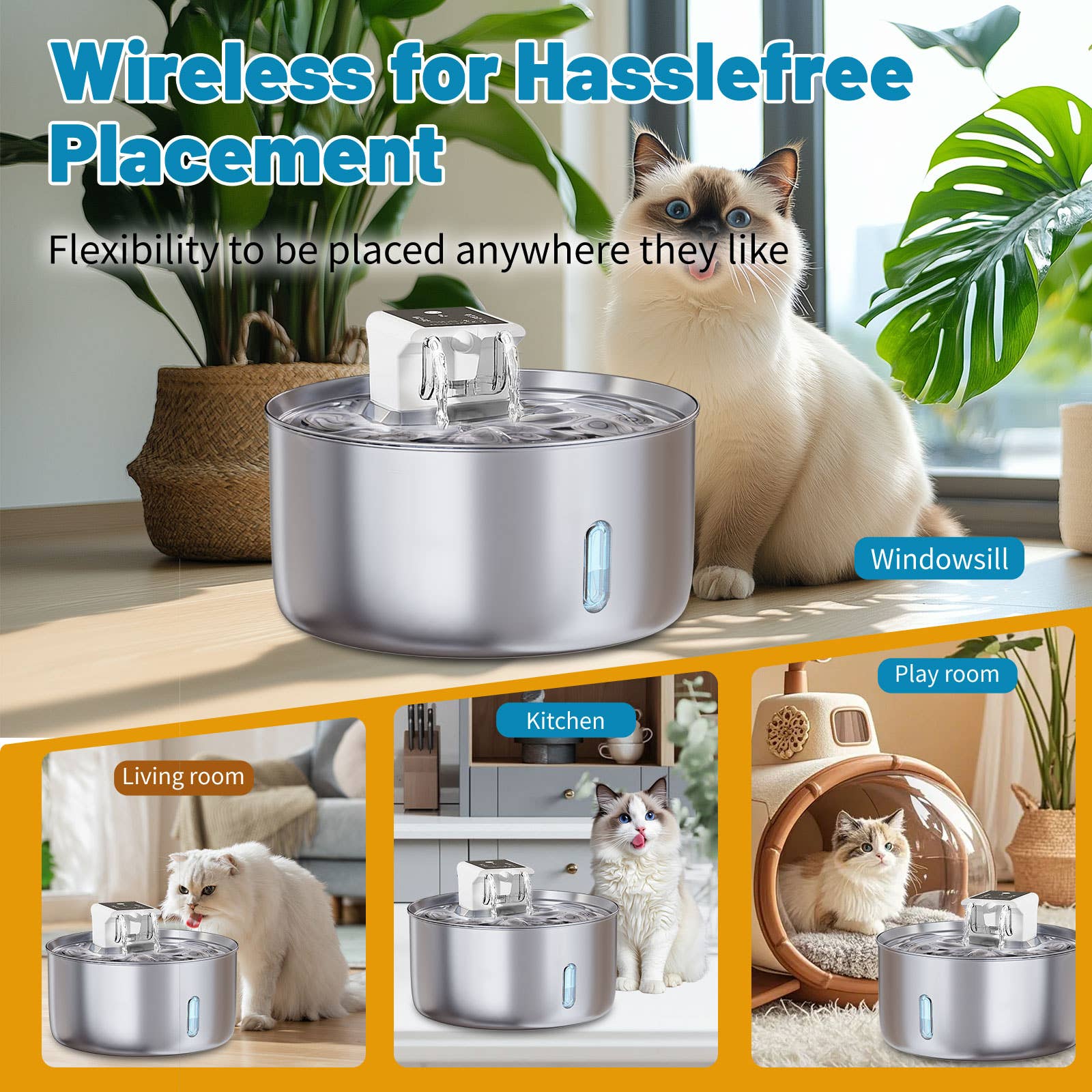 Liffy - Wholesale Pet Bowl - Cat/Dog - Smart Stainless Steel Pet Water Fountain for Cats and Dogs4