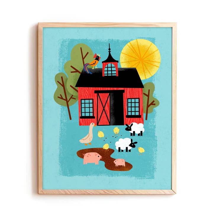 Barnyard Morning Print for wholesale by Hideaway House Studio