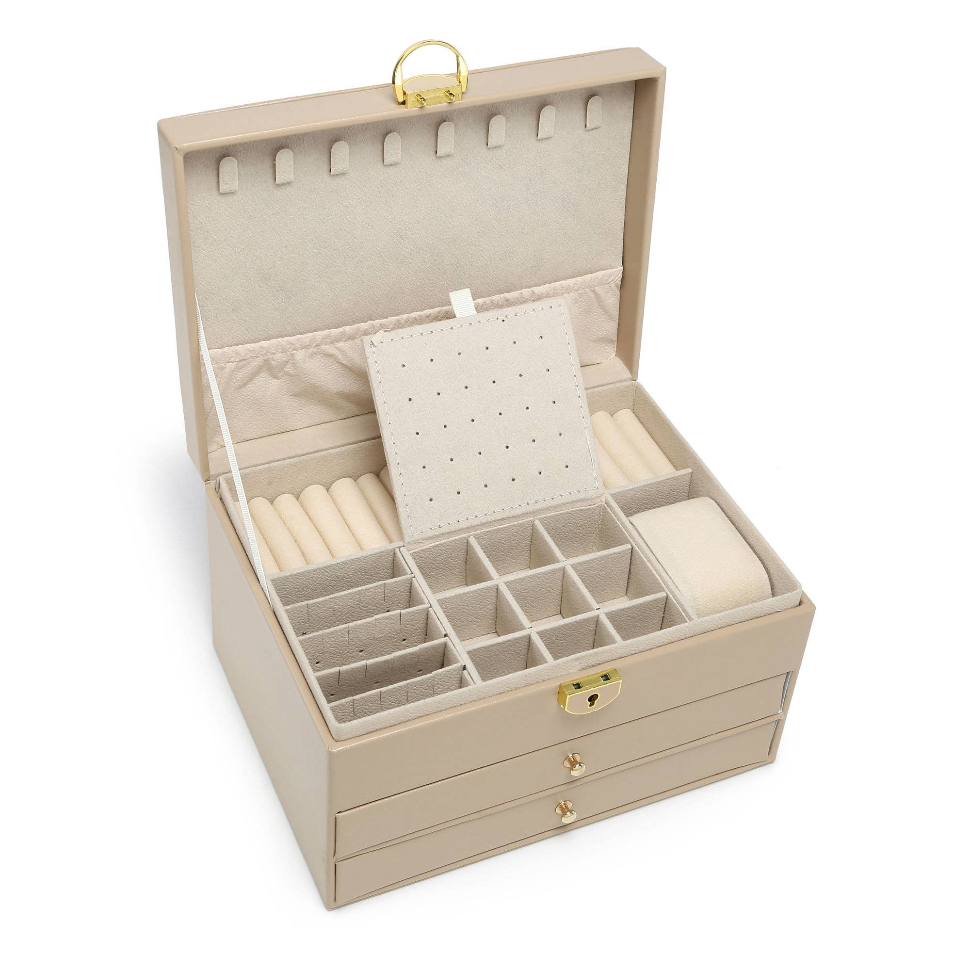 Papaya Fashion Ltd - Vente Boîte/rangement à bijoux - Boîte à bijoux verrouillable à 3 niveaux avec 2 tiroirs5