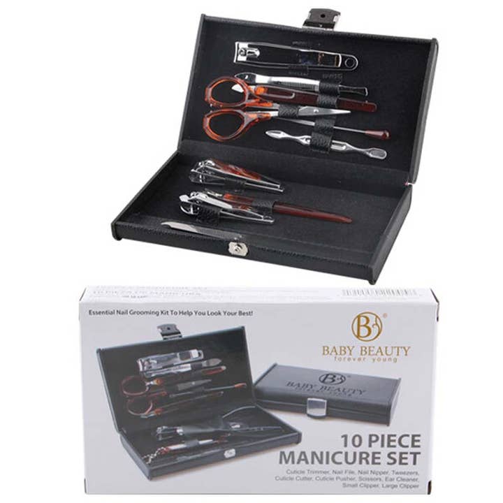 Deluxe Import Trading - Wholesale Nailcare Set - Manicure Set 10 pc Black