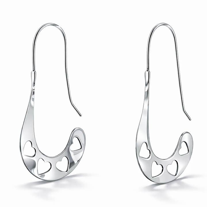 Örhängen i sterlingsilver med flera utskurna hjärtan för wholesale av De Mexico