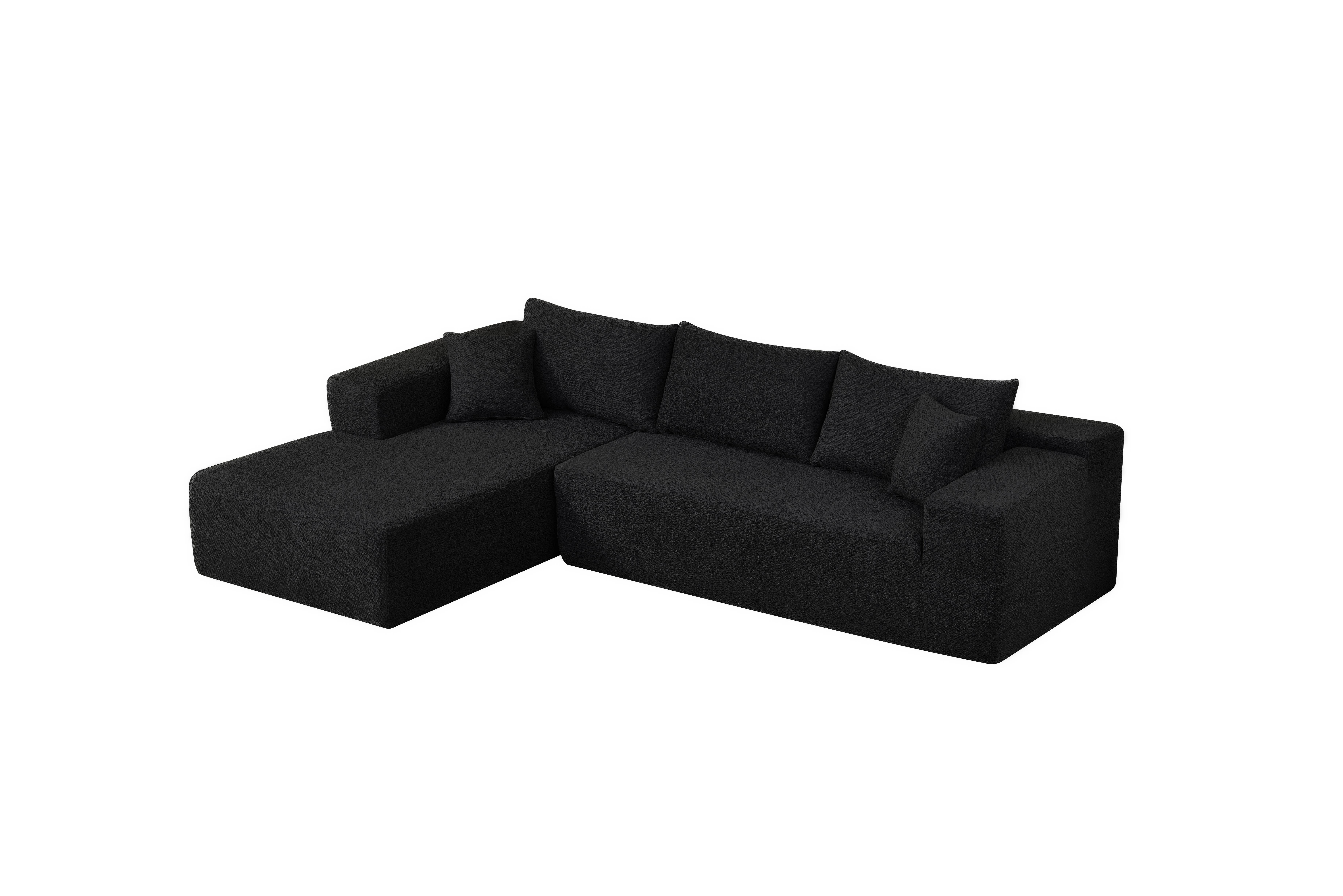 LivingTaste Home Inc - Vente Canapés - Canapé d'angle noir en L – méridienne 3 places1