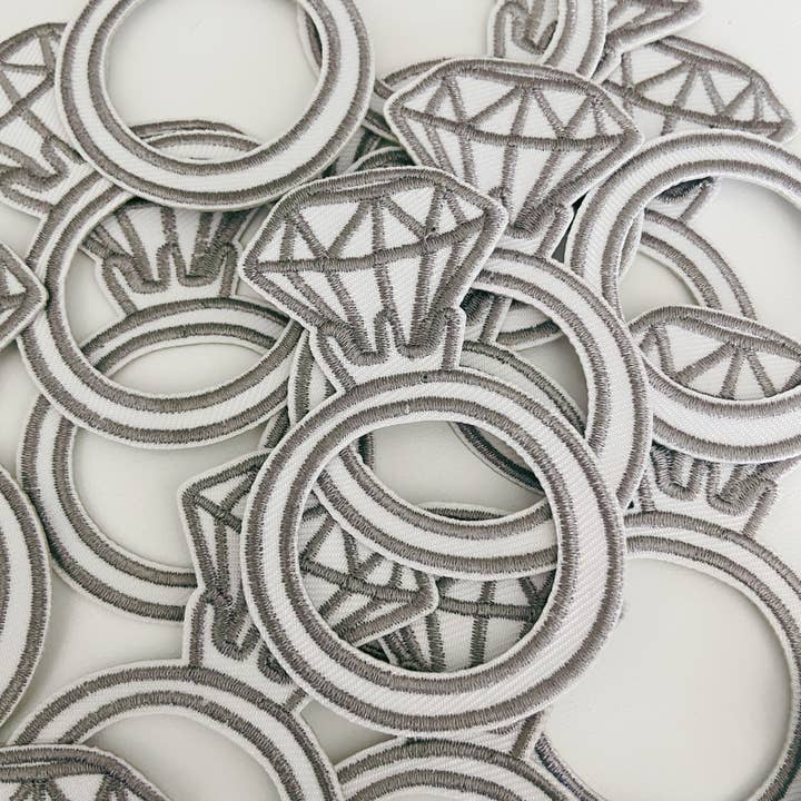 3" RING - Metallic Silver - Embroidered Hat Patch for wholesale by TEELUX