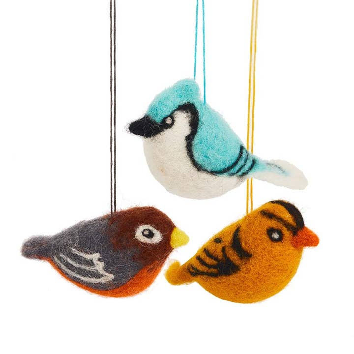 Felted Bird Ornament Set for wholesale by SERRV International