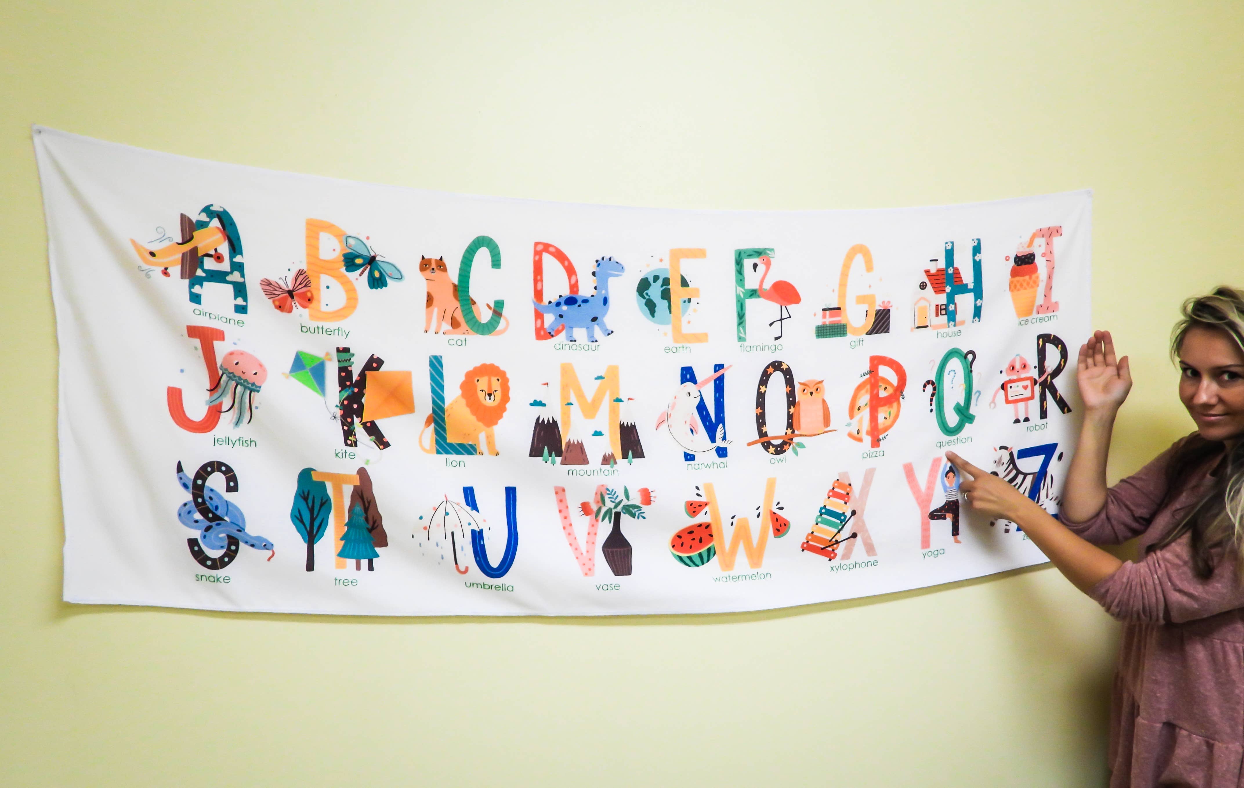 Birdy Boutique LLC. – Großhandel Wandteppich/-tuch – Alphabet Bilder Wandteppich – Pädagogische Kinder Wandkunst2