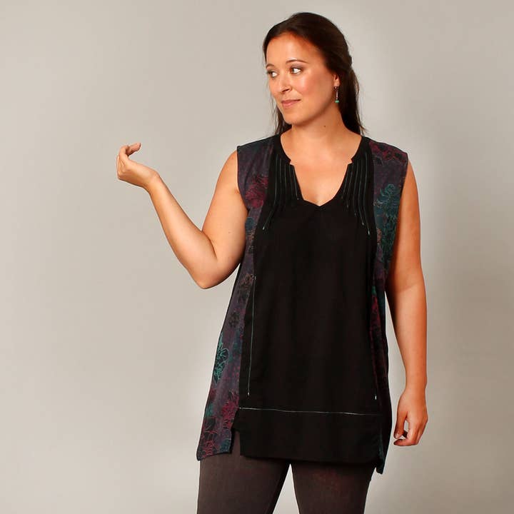 Sumi Black Sunflower Tunic for wholesale on Faire