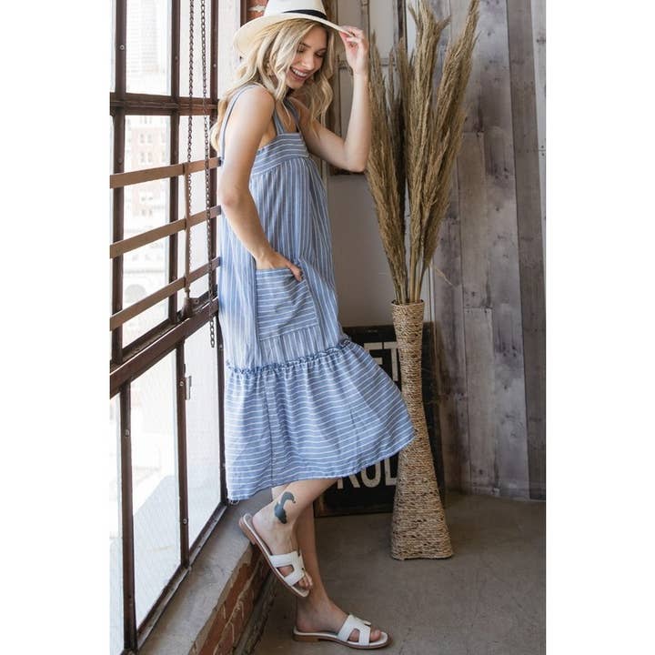 Veveret - Wholesale Dress - Women's - Striped Sundress Dress