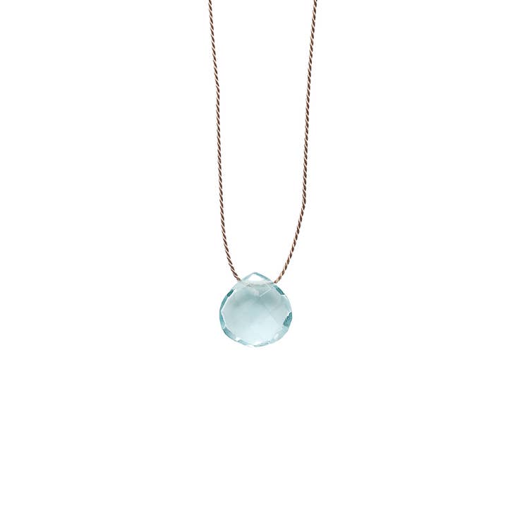 Bali Soul - Vente Colliers à pendentif - Collier en corde de soie avec aquamarine, pierre de naissance de mars2