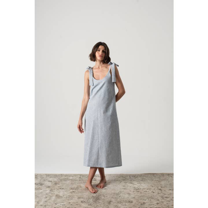 Jakob Slip Dress French Blue Stripe for wholesale by LUXMII
