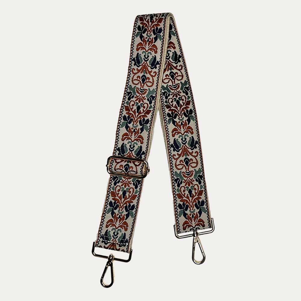 AHDORNED - Wholesale Bag Strap - Women's - 2" Floral Embroidered Strap-Gold Hardware