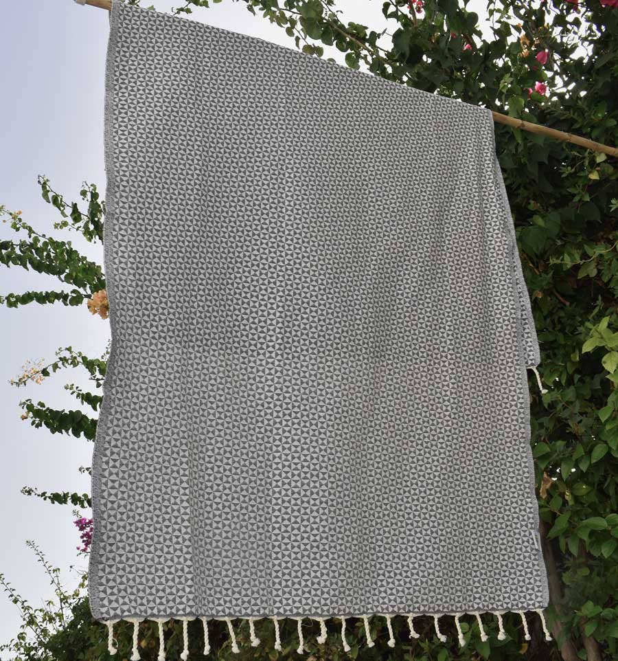 Fouta Tunisia - Wholesale Bath Towel - Slate gray butterfly fouta0