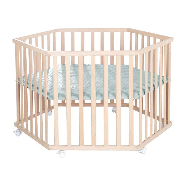 ROBA Lil Planet parc hexagonal, hêtre, vert givré pour la vente par roba kids