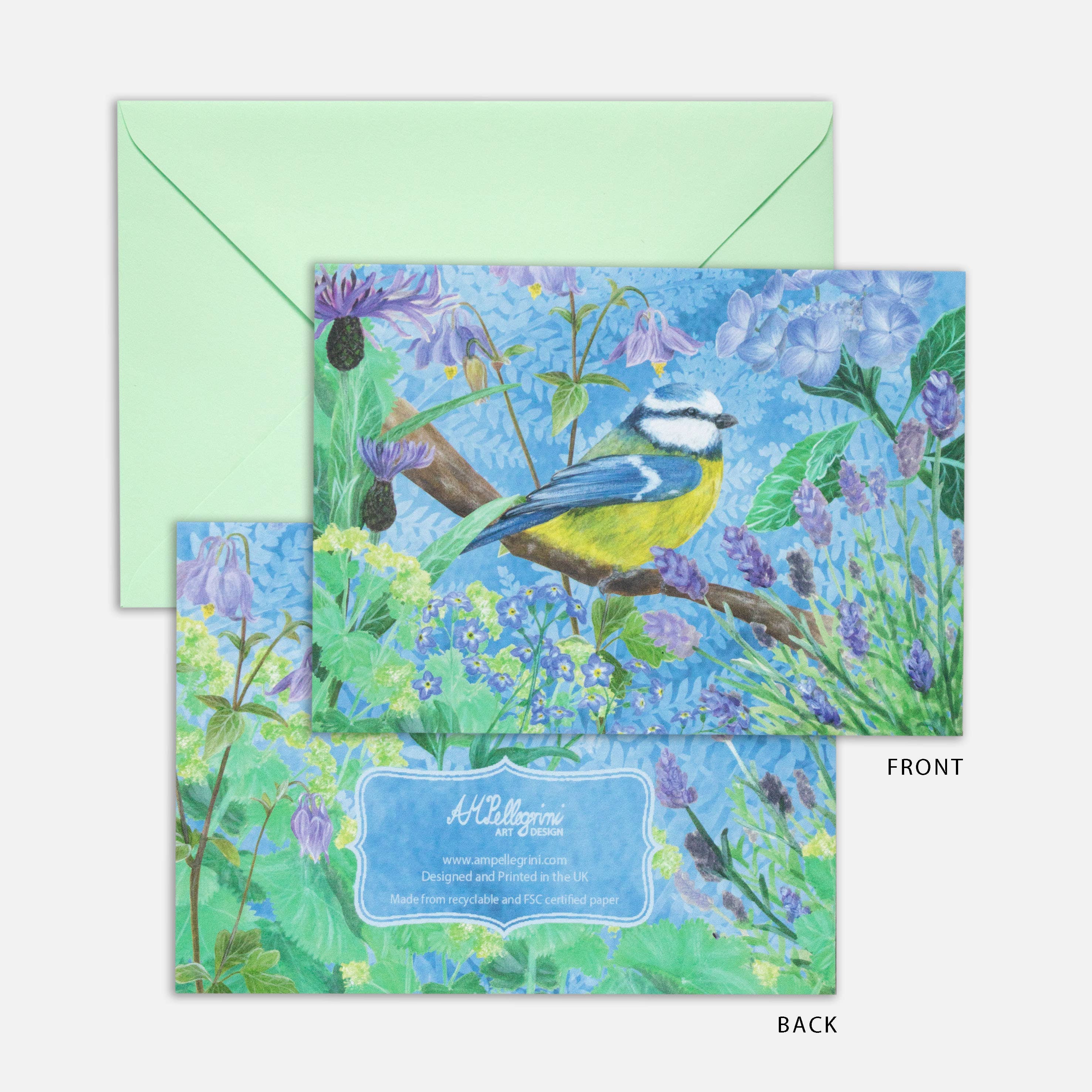 AMPellegrini Art & Design - Wholesale Everyday Greeting Card - Blue Tit card / Bird illustration greeting card1