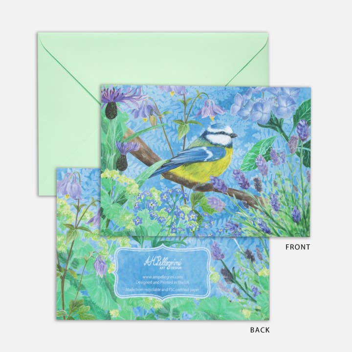 AMPellegrini Art & Design - Wholesale Everyday Greeting Card - Blue Tit card / Bird illustration greeting card1
