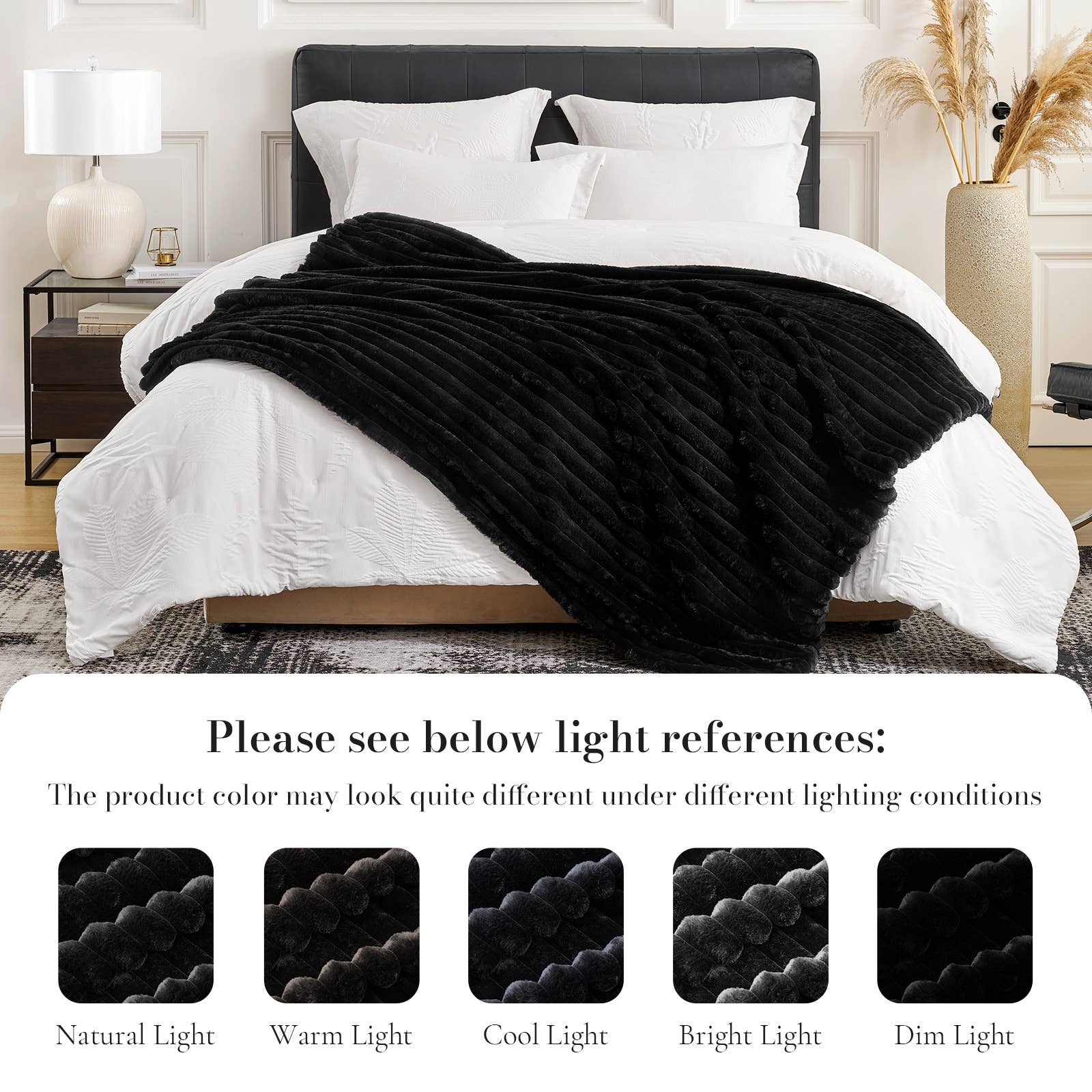 DreamValley - Wholesale Throw Blanket - AH Faux Rabbit Fur Luxurious Striped Throw Blanket 55"x70"2