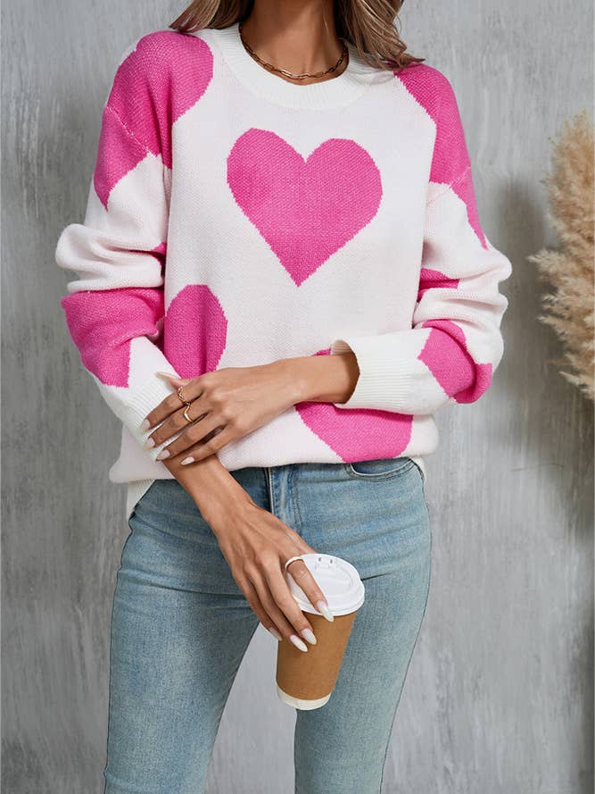 UNISHE – Engroshandel Pullover - Dame – Hjerte Mors Dag Crew Neck Langærmet Sweater JYYS2350