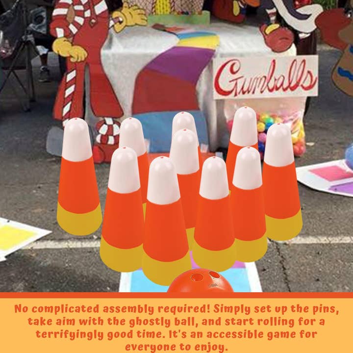 4E's Novelty - Wholesale Toy Set - Kids - 4E's Novelty Candy Corn Bowling Set for Kids & Adults - Halloween Bowling Game, Bowling Ball & 10 Plastic Bowling Pins Set, Fun Bowling Party Favors