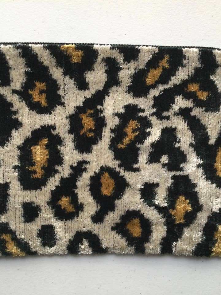 Velvet Ikat Pouch - Leopard for wholesale by MIQISSA