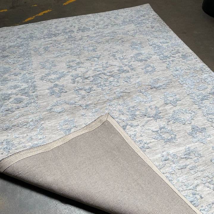 home mart goods - Wholesale Area Rug - 5'3"x7'6" Feet Viscose Wool Handmade Ivory Blue Area Rug3