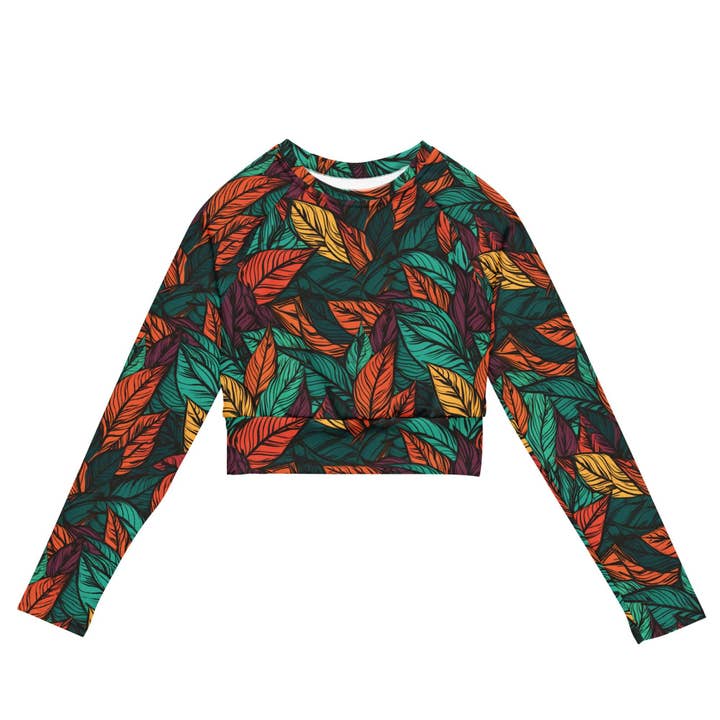 Fall vibes Recycled long sleeve crop top for wholesale by Wander Trails