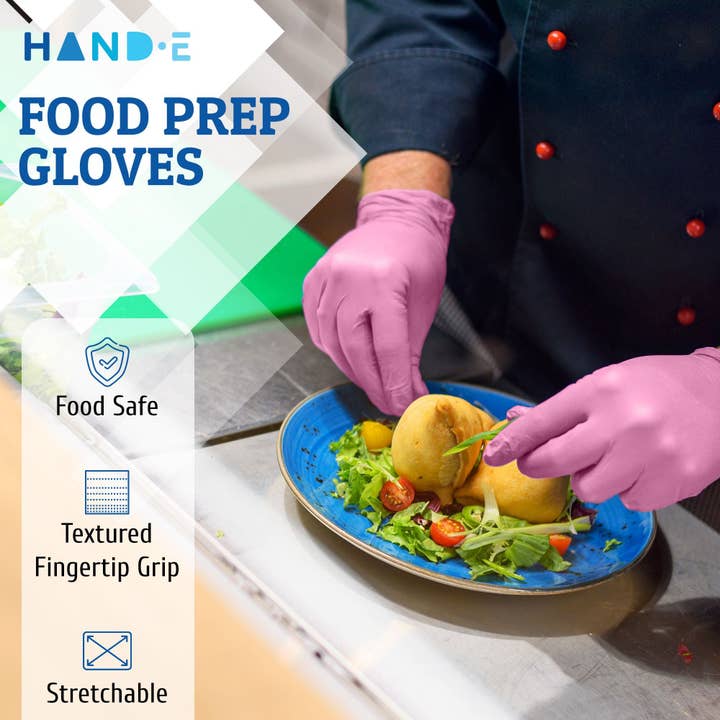 ShopHomeMed - Wholesale Cleaning Gloves - Hand-E Nitrile Gloves, 50 Count, Pink